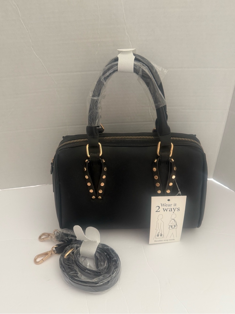 Black Stud Accent Women’s Satchel/Crossbody Bag